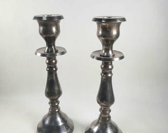 Traditional silver candlesticks - pair