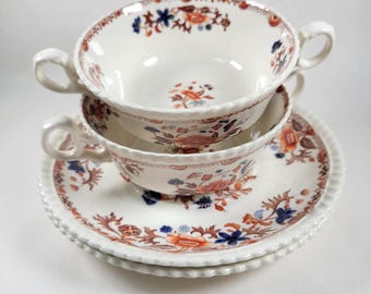 Antique Copeland Spode "Bang Up" Soup Bowl & Saucer Set - Made in England