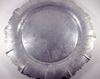 Vintage 17.5" Floral Pressed Aluminum Tray / Charger by Forman 4 Family