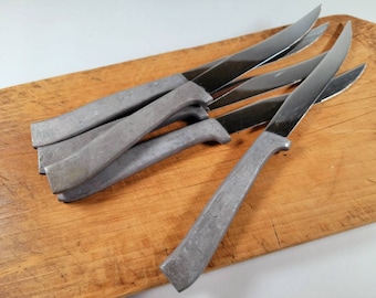 Pewter Handle Stainless Steel Knives made in France - Set of 5