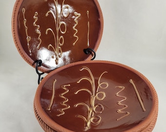 Vintage Antique Art Pottery Redware Plate Reproduction by Old Sturbridge Village Massachusetts 18th Century