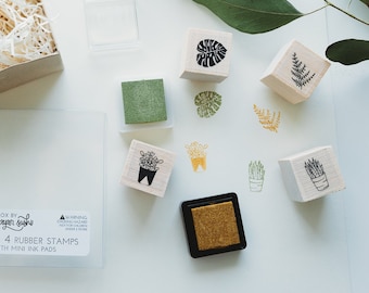 Plant Stamp Set - Mini Stamp Set - plant lady stamps - monstera stamp - fern stamp - succulent stamp - zebra plant stamp - aloe stamp F0014