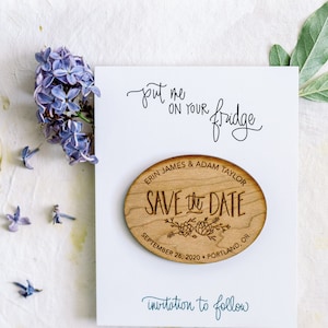 Wood Succulent Save the Date Magnets