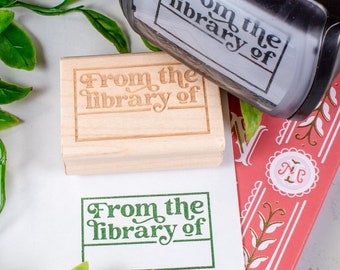 Retro From the Library of Rubber Stamp - Bookplate Stamp for Home Library