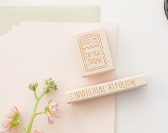 Put me on your fridge stamp - invitation to follow stamp - wedding save the date stamps