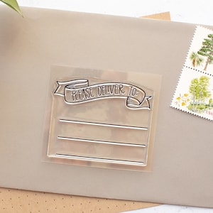 Please Deliver To Banner Addressing Clear Stamp