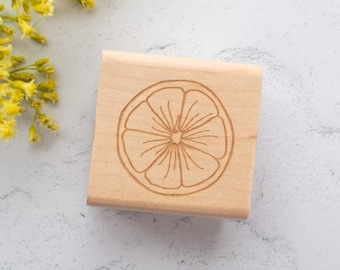 Citrus Mini Rubber Stamp - Cute Illustrated Orange Slice Stamp