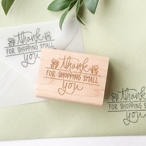 Thank You For Shopping Small Rubber Stamp - Packaging Stamp for Handmade Small Business