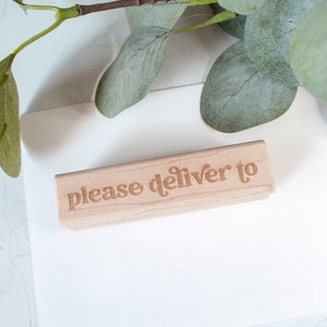 Retro Please Deliver To Stamp - Envelope Rubber Stamp