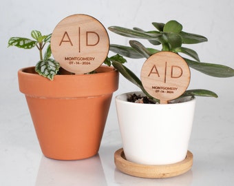 Personalized Monogram Wedding Favor Plant Markers