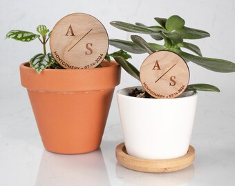 Personalized Monogram Wedding Favor Plant Markers