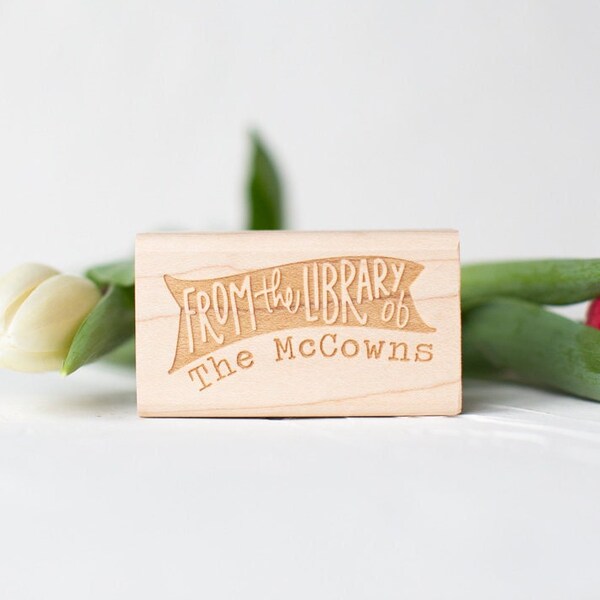Personalized Banner From the Library Of Stamp - Bookplate Rubber Stamp