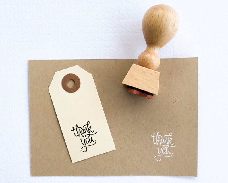 Mini Hand Lettered Thank You Stamp calligraphy thanks stamp image 4