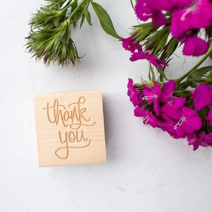 Mini Hand Lettered Thank You Stamp calligraphy thanks stamp image 3
