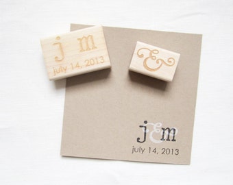 Wedding Stamp Set - Wedding Monogram Stamp Set with Initials and Date