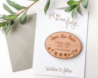 Queen Annes Lace Wood Save the Date Magnets