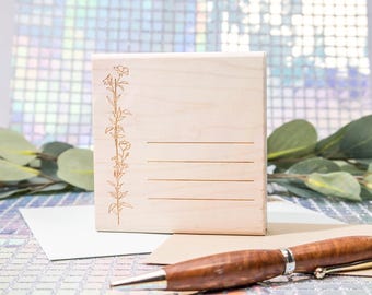 Floral Postcard Rubber Stamp - Snail Mail Card Stamping - Handmade Wedding
