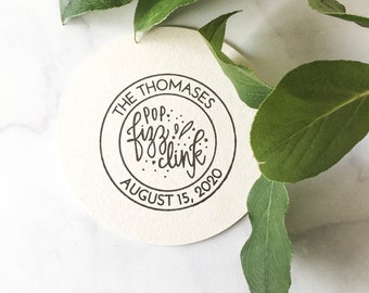 Custom Wedding Favor Stamp - Pop Fizz Clink