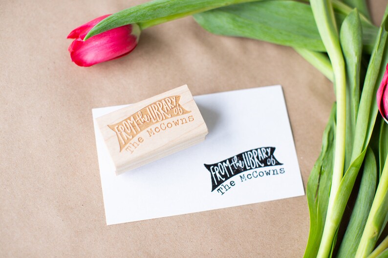 Personalized bookplate stamp  ex libris  from the library of image 3