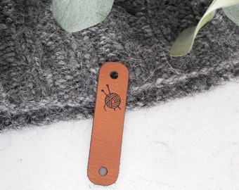 Knitting Faux Leather Rivet Tags - Set of 20