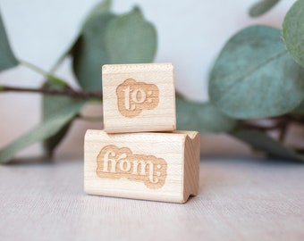 Retro Gift Tag Stamp Set To From