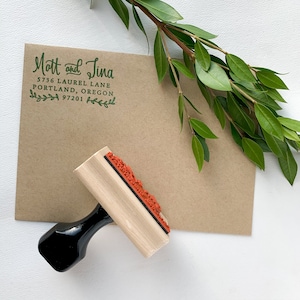 Personalized Calligraphy Address Stamp with Laurel