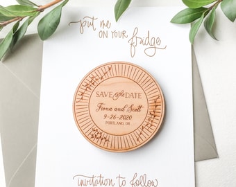 Floral Wood Save the Date Magnets