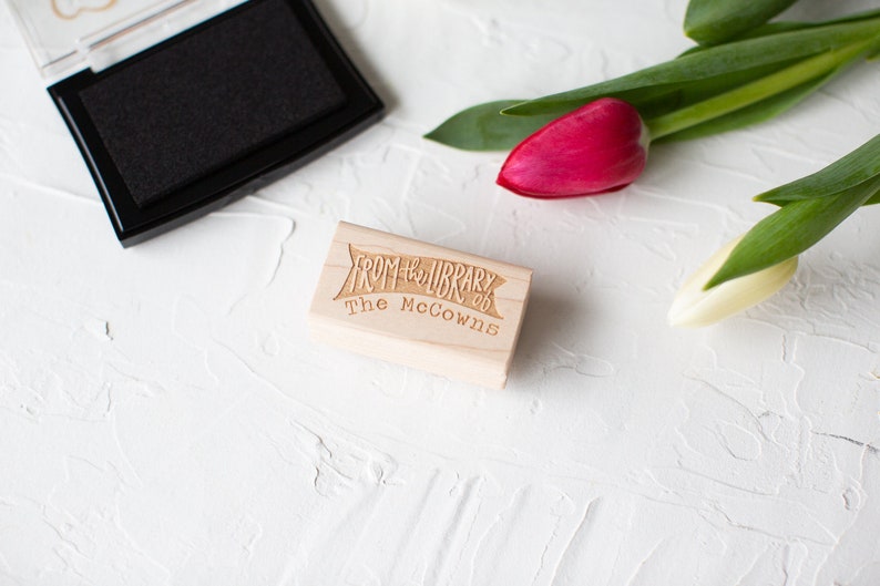 Personalized bookplate stamp  ex libris  from the library of image 2