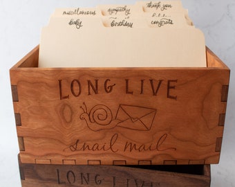 A7 Long Live Snail Mail Greeting Card Storage Box and Dividers for 5 x 7 cards P0060