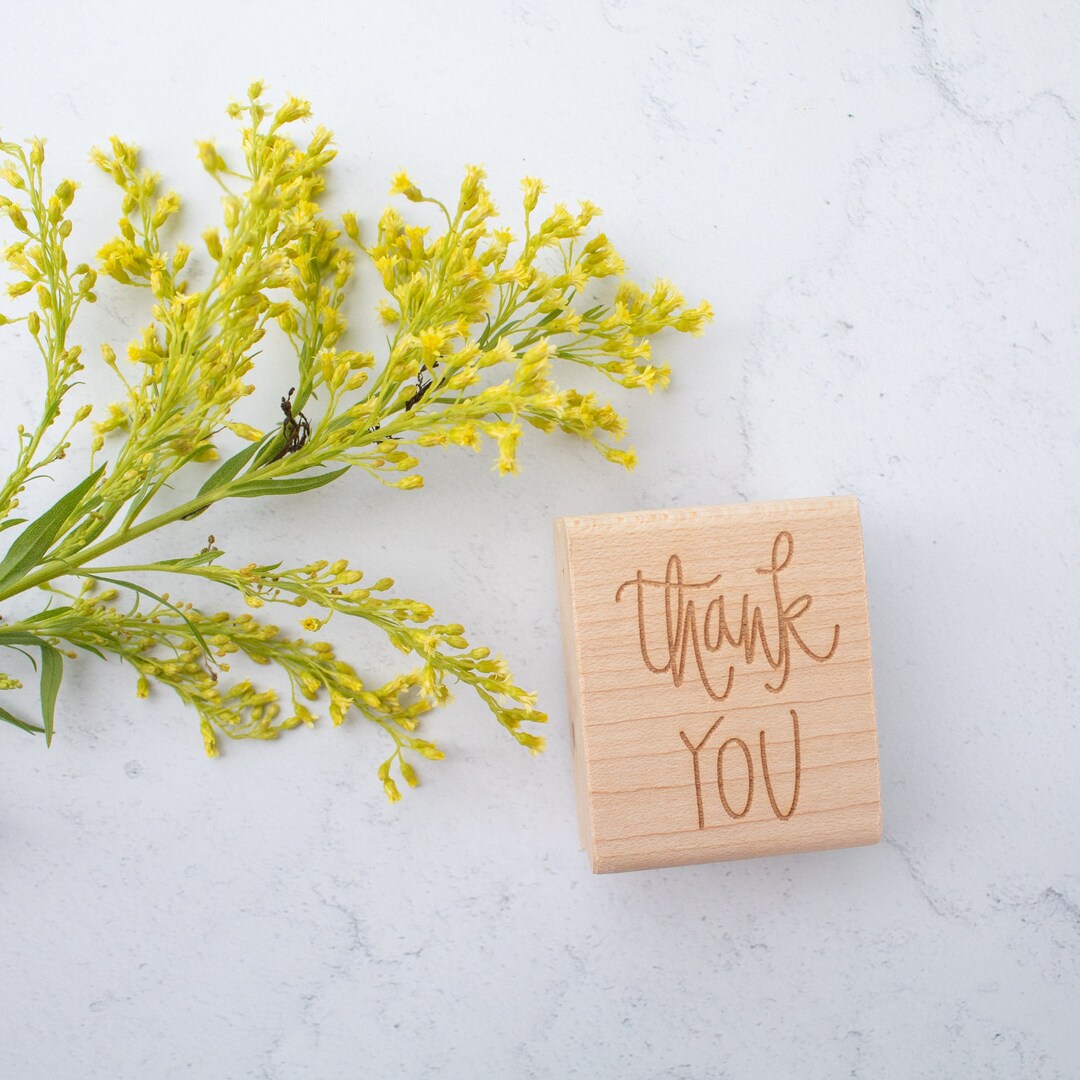 Thank You Rubber Stamp - Handlettered Modern Packaging Stamp - Etsy