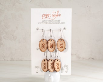 Cast On Counting Stitch Markers - Wood Engraved Knitting Tools