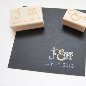 Wedding Stamp Set Wedding Monogram Stamp Set with Initials and Date image 3