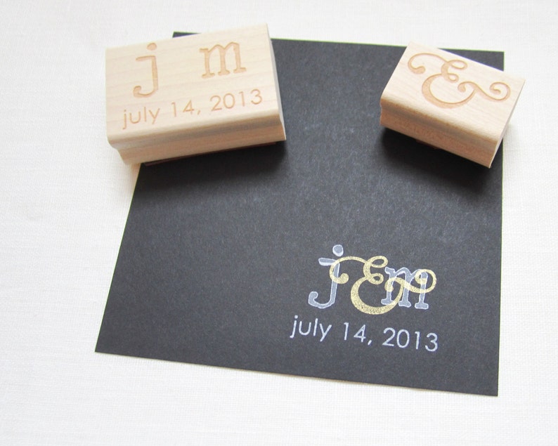 Wedding Stamp Set Wedding Monogram Stamp Set with Initials and Date image 3