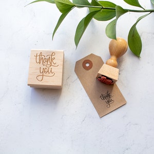 Mini Hand Lettered Thank You Stamp calligraphy thanks stamp image 1