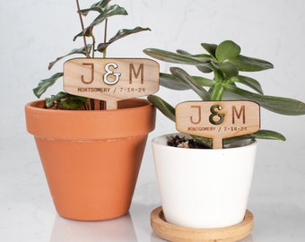 Personalized Monogram Wedding Favor Plant Markers