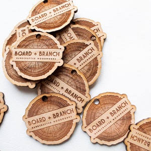Set of 20 Custom Logo Wood Tags