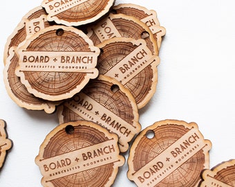 Set of 20 Custom Logo Wood Tags