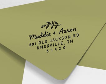 Personalized Leaf Address Stamp - Custom Return Address Rubber Stamp for Envelope
