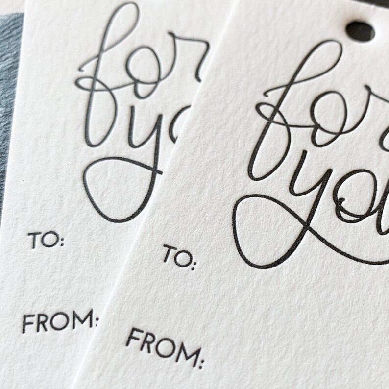 Letterpress Hand Lettered For You Gift Tags image 2