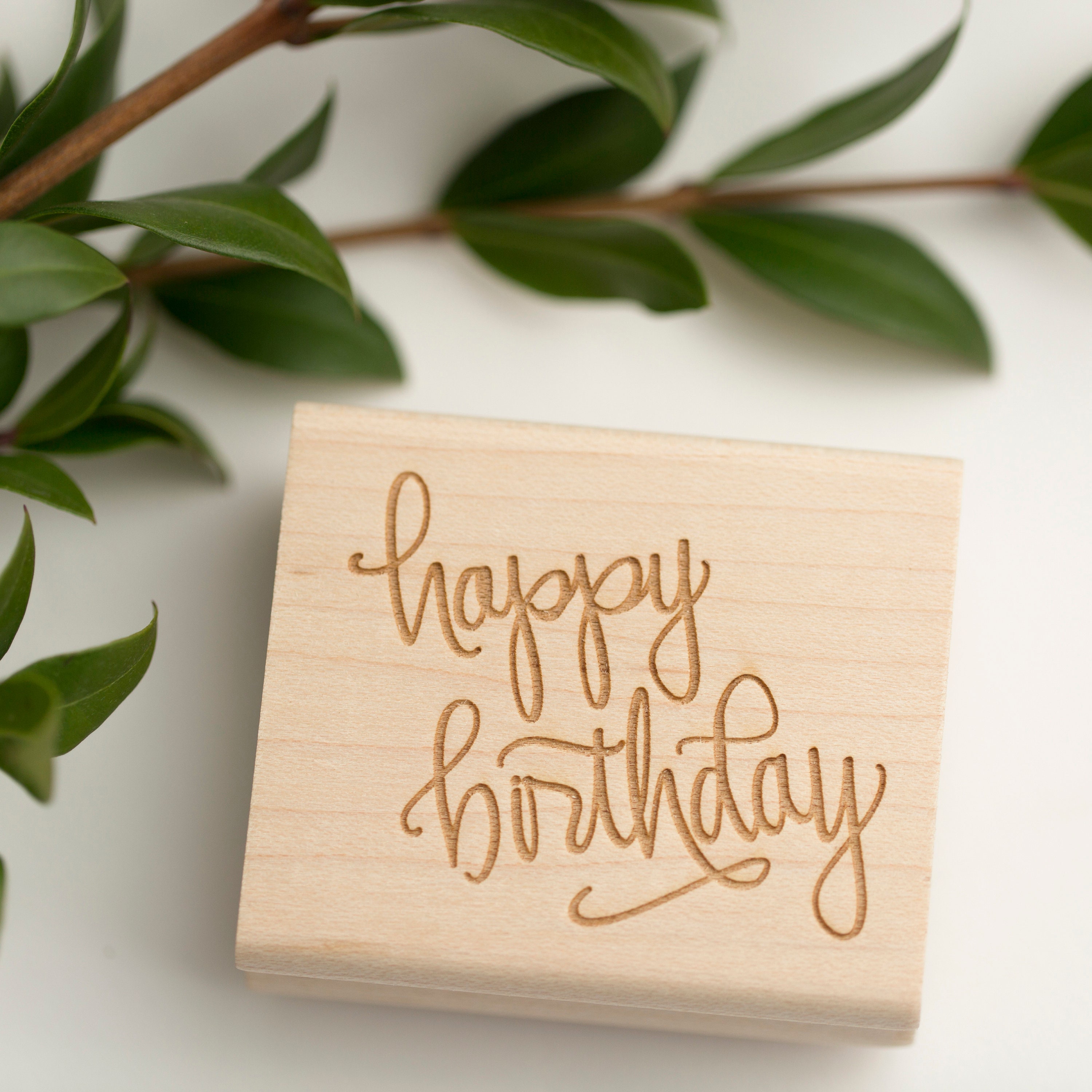 Happy Birthday Rubber Stamp - Calligraphy Stamp - Gift Tag Stamp -  Calligraphy Birthday - birthday card making - gift wrap - K0052