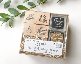 Bookworm Stamp Set - mini book stamps