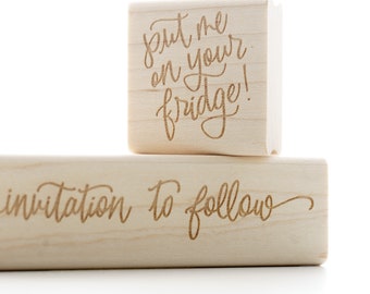 Invitation To Follow Rubber Stamp & Put Me On Your Fridge Stamp - Wedding Save the Date Stamp Set for DIY Invitation Card Making