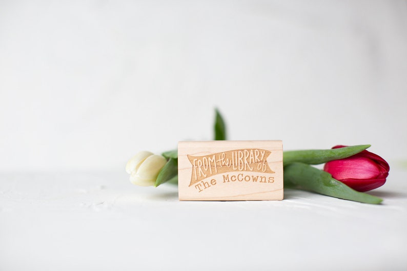 Personalized bookplate stamp  ex libris  from the library of image 1