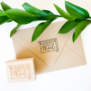 Happy Mail envelope rubber stamp