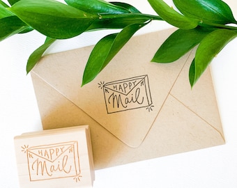 Happy Mail envelope rubber stamp