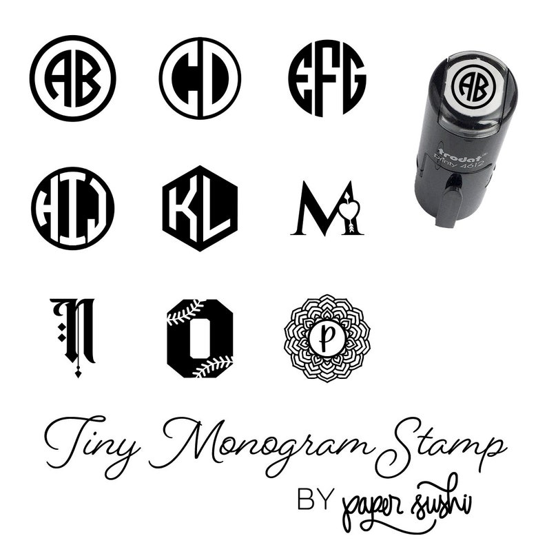 Tiny Monogram Self Inking Stamp image 1