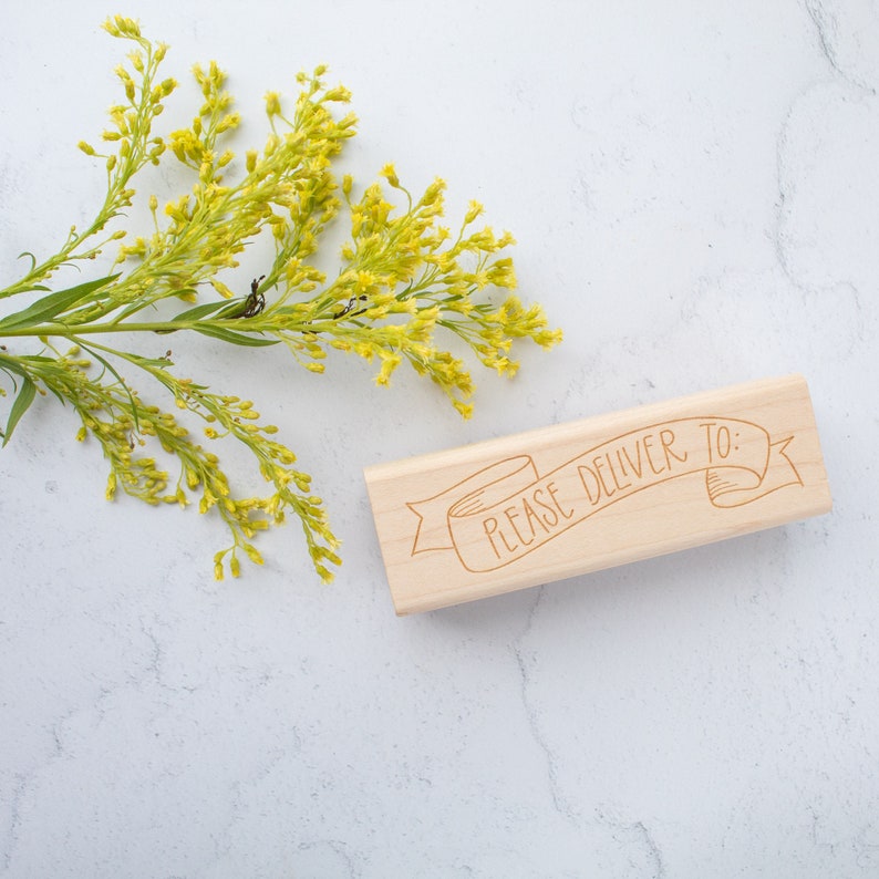 Please Deliver to Banner Stamp Snail Mail Rubber Stamp Etsy