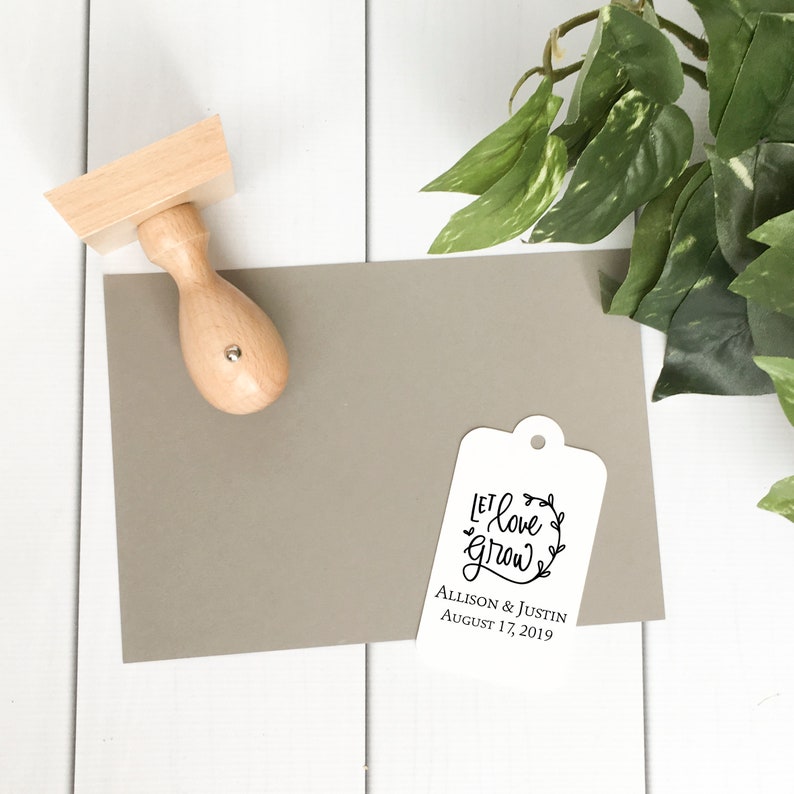 Let Love Grow Wedding Favor Stamp H5003 DIY wedding custom seed packet wedding favor stamp personalized wedding stamp