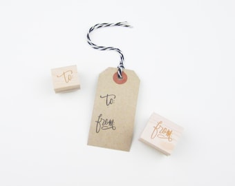 To & From Stamp Set - Gift Tag Rubber Stamps for Gift Wrapping Presents