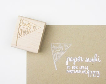 Kindly Deliver To Pennant Stamp - snail mail rubber stamp for addressing